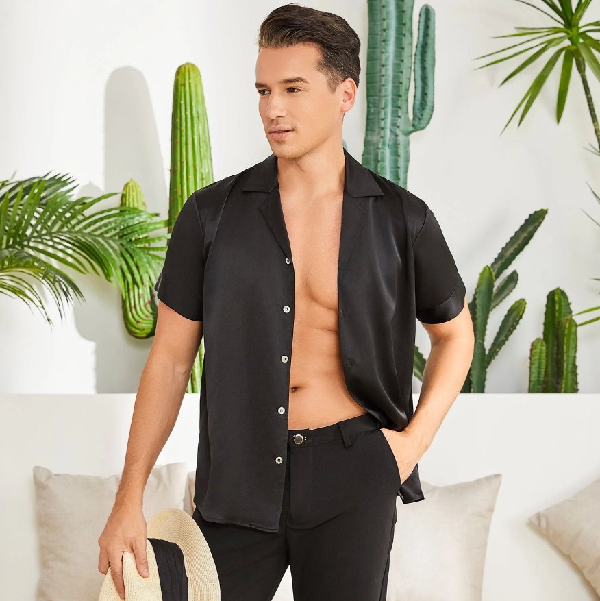 Men's Black Silk Shirt | Classic Silk Dress Shirt for Men Men's Black Silk Shirt | Classic Silk Dress Shirt for Men