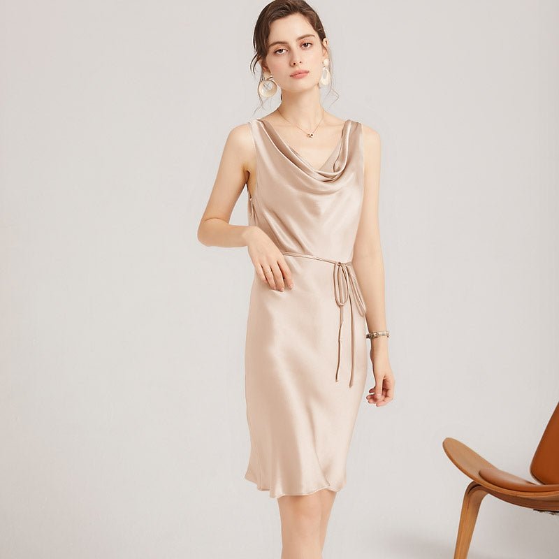 short champagne silk dress Champagne Short Tight Dress