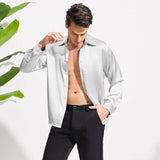 100% Mulberry Men's Silk Shirt Long Pure Silk Dress Shirts