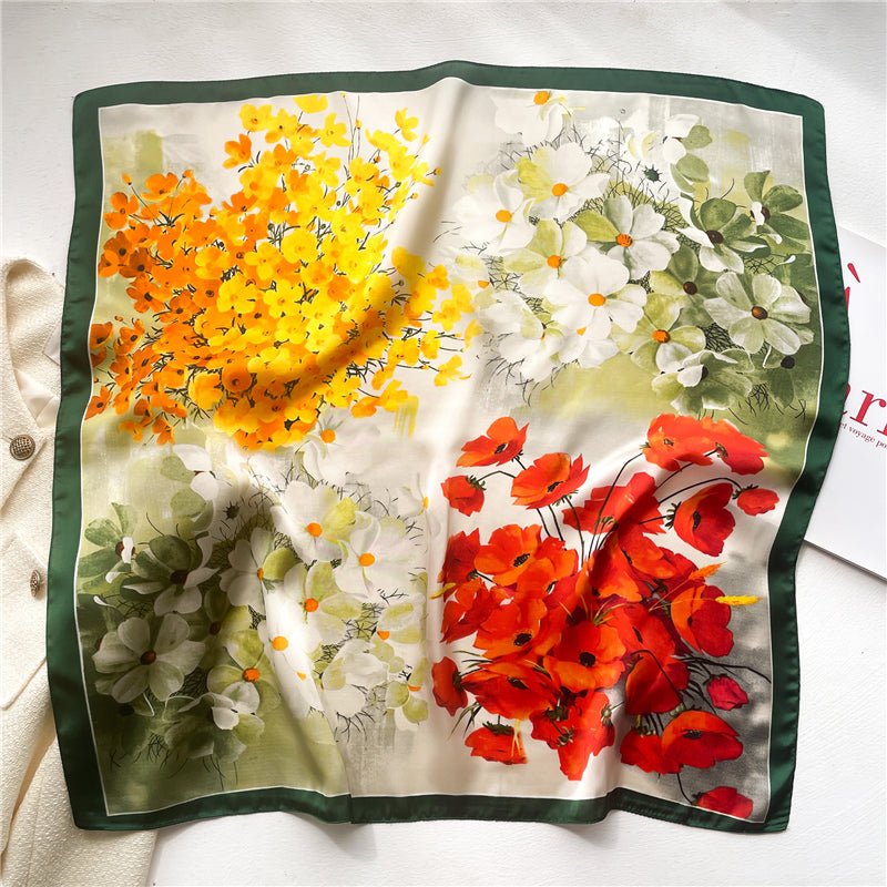 Silk Head Scarf Women's Fashion Square Neck Silk Scarfs