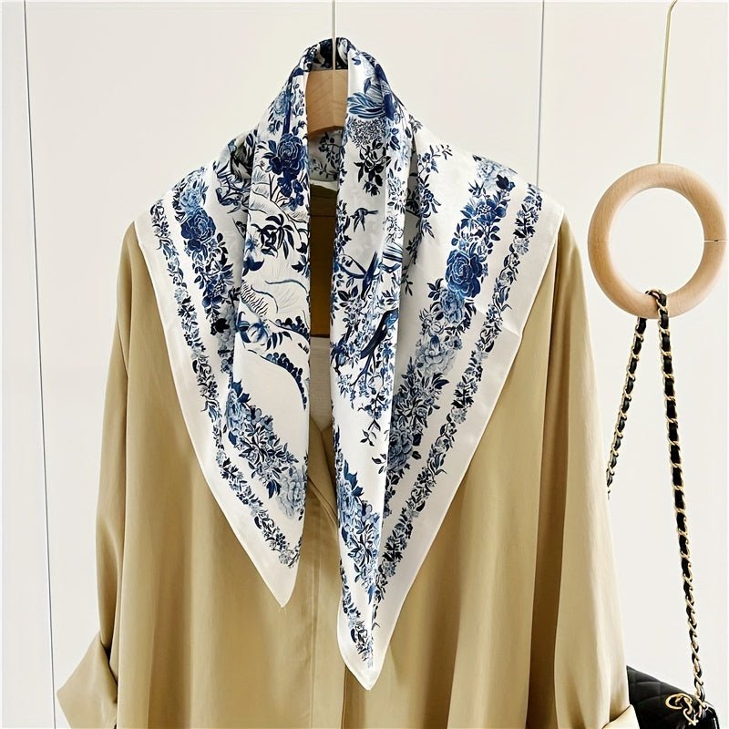 100% Silk Scarf For Women Floral Scarf Square Head Scarf