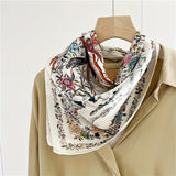 100% Silk Scarf For Women Floral Scarf Square Head Scarf
