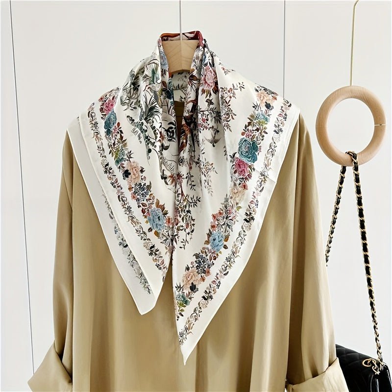 100% Silk Scarf For Women Floral Scarf Square Head Scarf