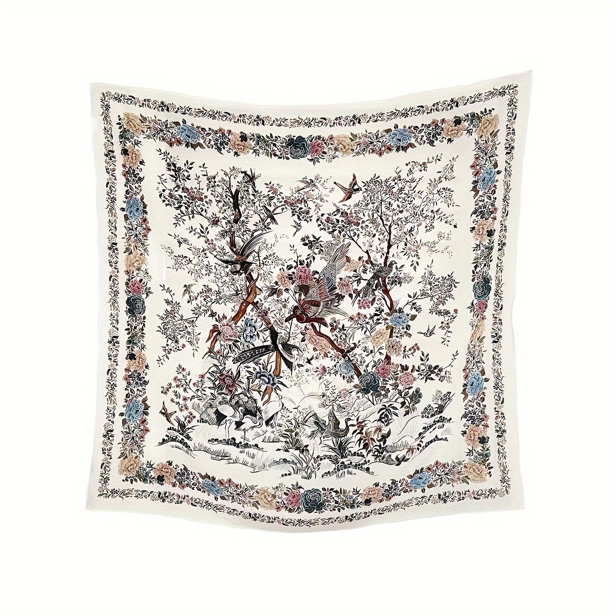 100% Silk Scarf For Women Floral Scarf Square Head Scarf