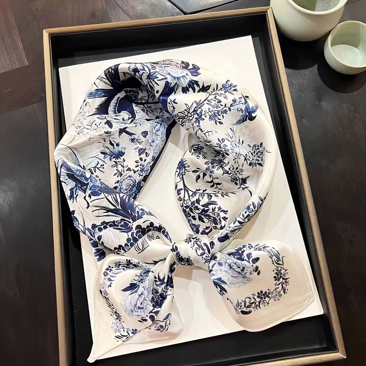 100% Silk Scarf For Women Floral Scarf Square Head Scarf