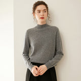 Womens Mock Neck Cashmere Sweater Cashmere Pullover Ribbed Hem