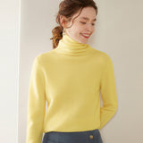 Womens Turtleneck Cashmere Sweater Long Sleeve Cashmere Pullover Rib Hem