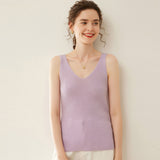 Womens V Neck Cashmere Vest Ribbed Knit Cashmere Tank Top