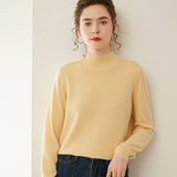 Womens Mock Neck Cashmere Sweater Cashmere Pullover Ribbed Hem