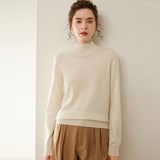 Womens Mock Neck Cashmere Sweater Cashmere Pullover Ribbed Hem