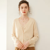 Womens V-Neck Cashmere Cardigan Button Front Cashmere Sweater