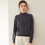 Womens Mock Neck Cashmere Sweater Cashmere Pullover Ribbed Hem