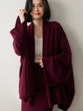 Womens Cashmere Cardigan Open Front Draped Long Sleeve Cashmere Knit Sweater