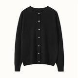 Womens Button Down Cashmere Cardigan Round Neck Long Sleeve Cashmere Sweater