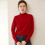 Womens Mock Neck Cashmere Sweater Cashmere Pullover Ribbed Hem