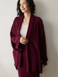 Womens Cashmere Cardigan Open Front Draped Long Sleeve Cashmere Knit Sweater