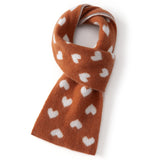 Kids Heart Print Cashmere Scarf Knitted Cashmere Winter Scarf for Children