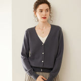 Womens V-Neck Cashmere Cardigan Button Front Cashmere Sweater