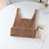 Baby Ribbed Cashmere Beanie with Playful Ears Cashmere Hats For Kids
