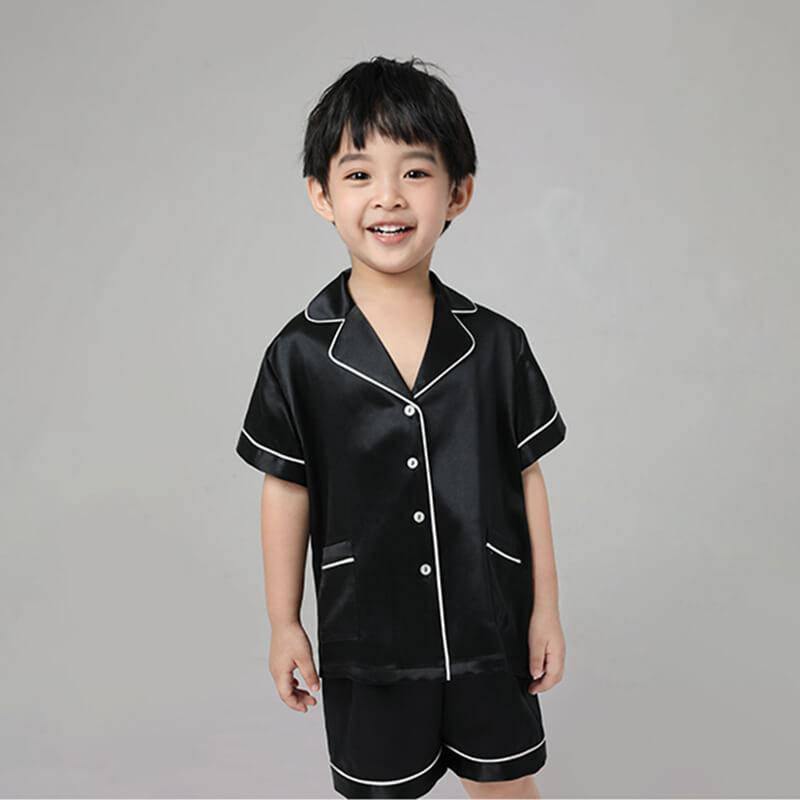 Boys Silk Pajama Sets Short Two Piece Kids Silk Sleepwear
