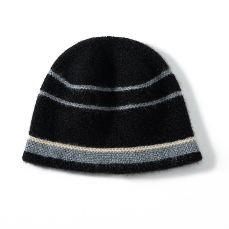 Cashmere Beanie Stripe Cashmere Winter Hat Unisex 100% Cashmere Cap