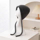 Cashmere Bonnet Hat with Ties Womens Ear Cover Cashmere Beanie