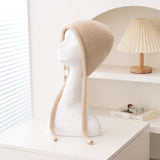 Cashmere Bonnet Hat with Ties Womens Ear Cover Cashmere Beanie