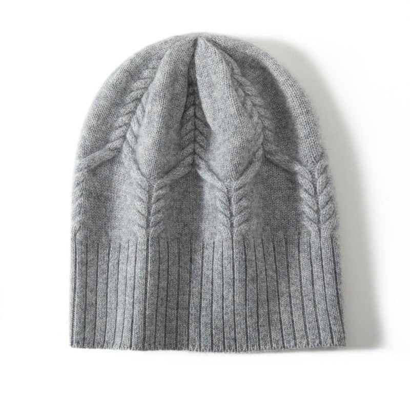 Cashmere Hats Ribbed Edge for Women Cashmere Knitted Beanie