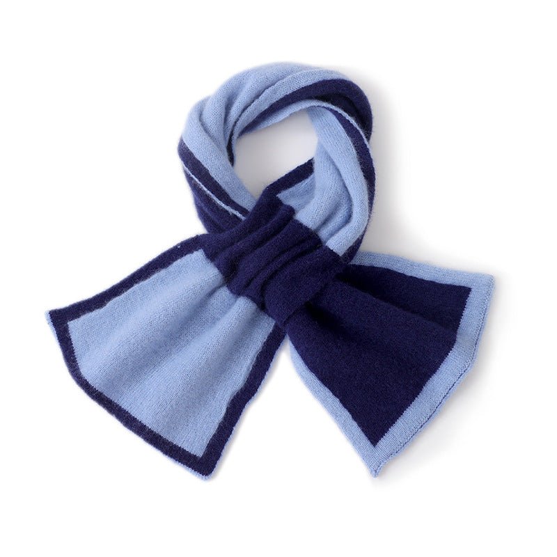 Cashmere Knot Scarf with Contrast Trim Double - Tone Cashmere Neck Wrap