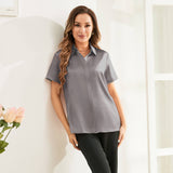 Classic Short Womens Silk Blouse Silk Button Down Shirt