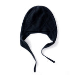 Diamond Knit Pure Cashmere Beanie Cashmere Bonnet Hat with Ties