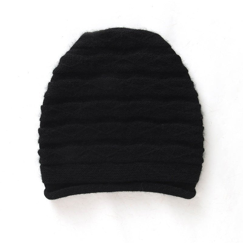 Diamond Wave Cashmere Beanie for Women Textured Cashmere Knit Hat