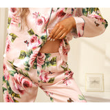 Floral Silk Pajama Set For Women Printed pure Silk nightwear