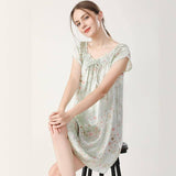 Floral Print Silk Nightgown For Women Loose Silk Nightdress