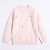 Girls Pink Cashmere Sweater Bow Knit Detailing Kids Cashmere Pullover