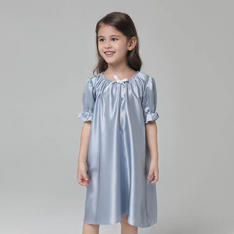 Girls Silk Nightgown 100% Summer Kids silk Nightwear