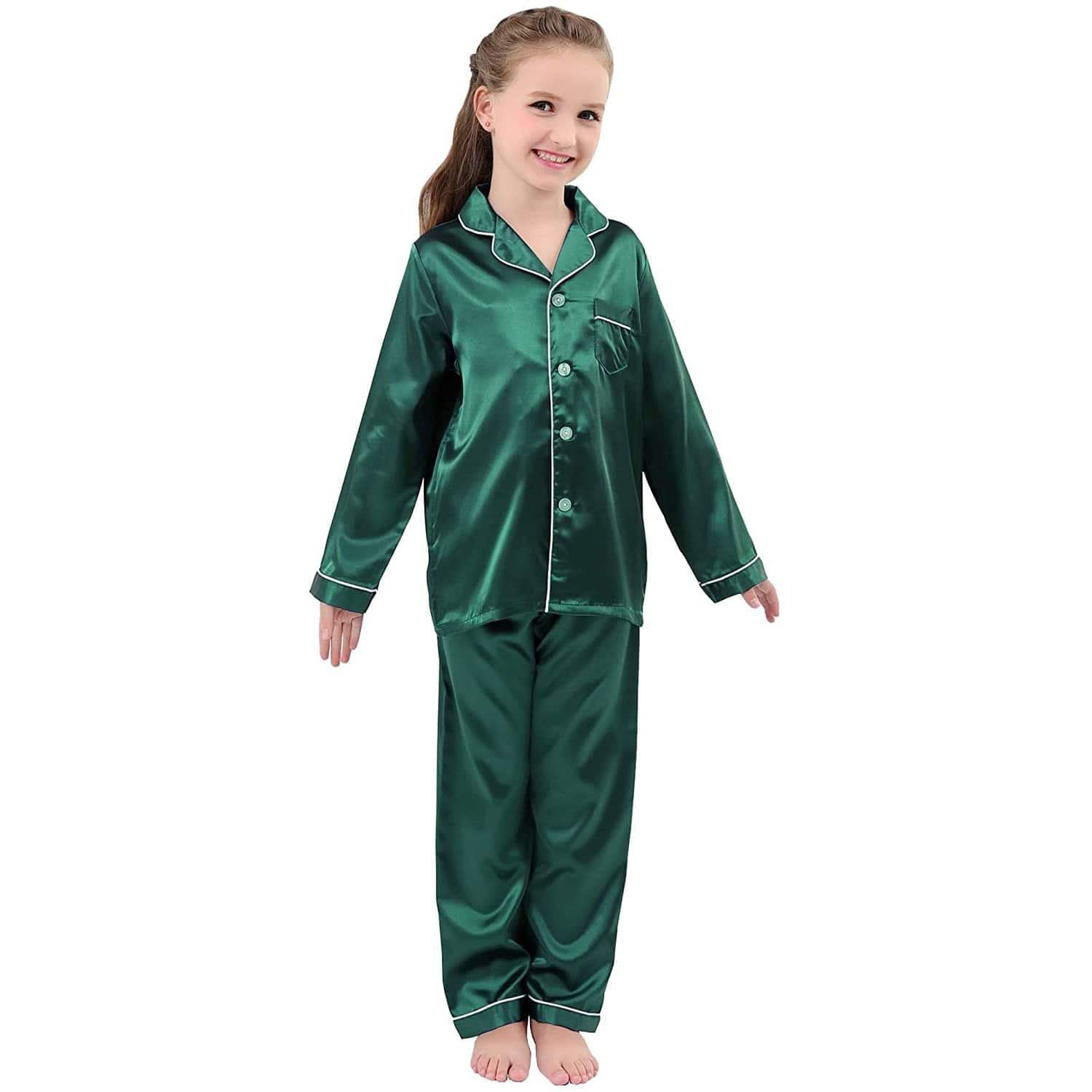Girls Silk Pajama Set Long Unisex Silk Pajamas For Kids