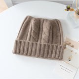Kids Cable Knit Cashmere Beanie Ribbing Hem Cashmere Hat for Boys and Girls
