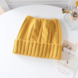 Kids Cable Knit Cashmere Beanie Ribbing Hem Cashmere Hat for Boys and Girls