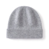 Kids Cashmere Beanie Knit Cashmere Hat with Ribbed Cuff Multi Colors Gray S