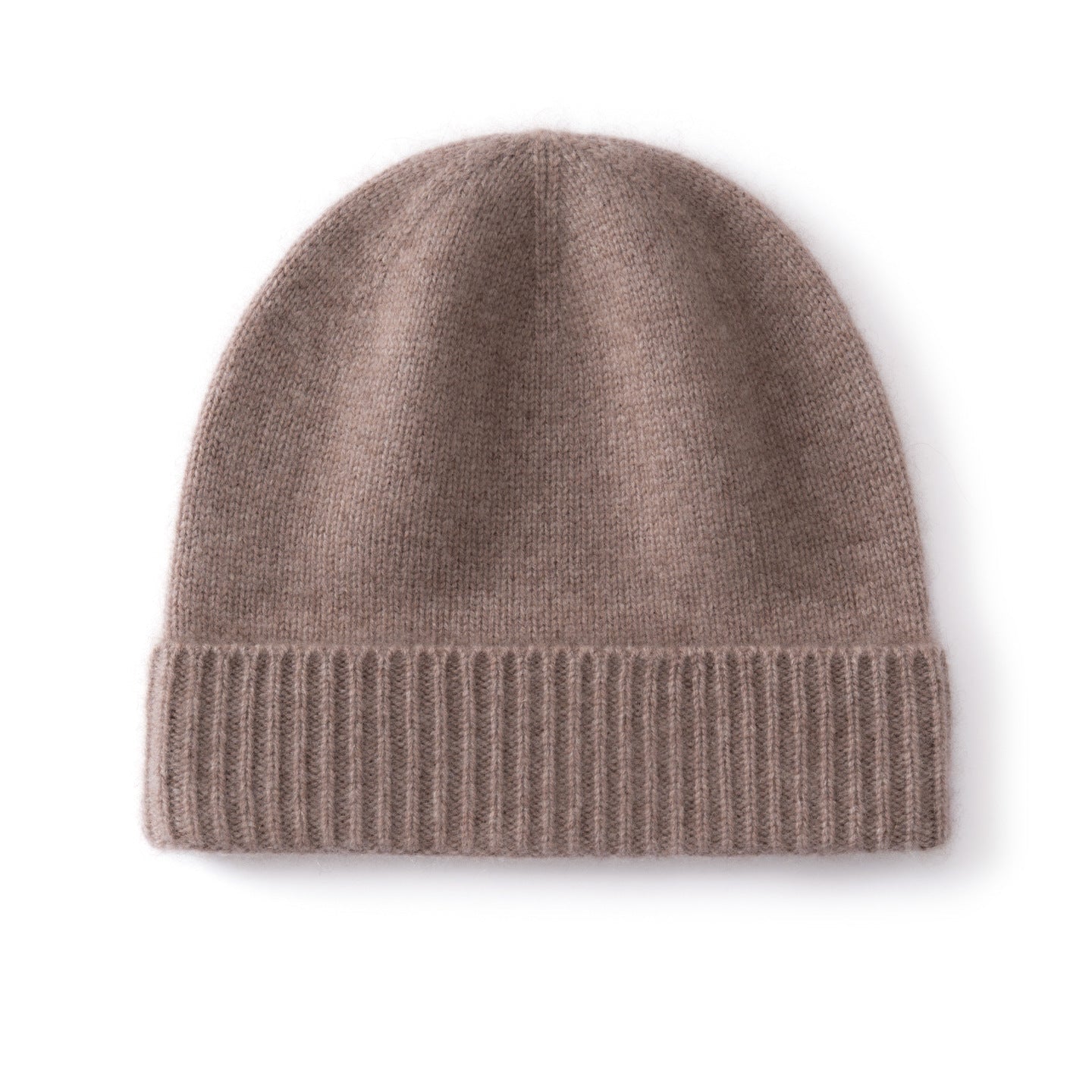 Kids Cashmere Beanie Knit Cashmere Hat with Ribbed Cuff Multi Colors Taupe S