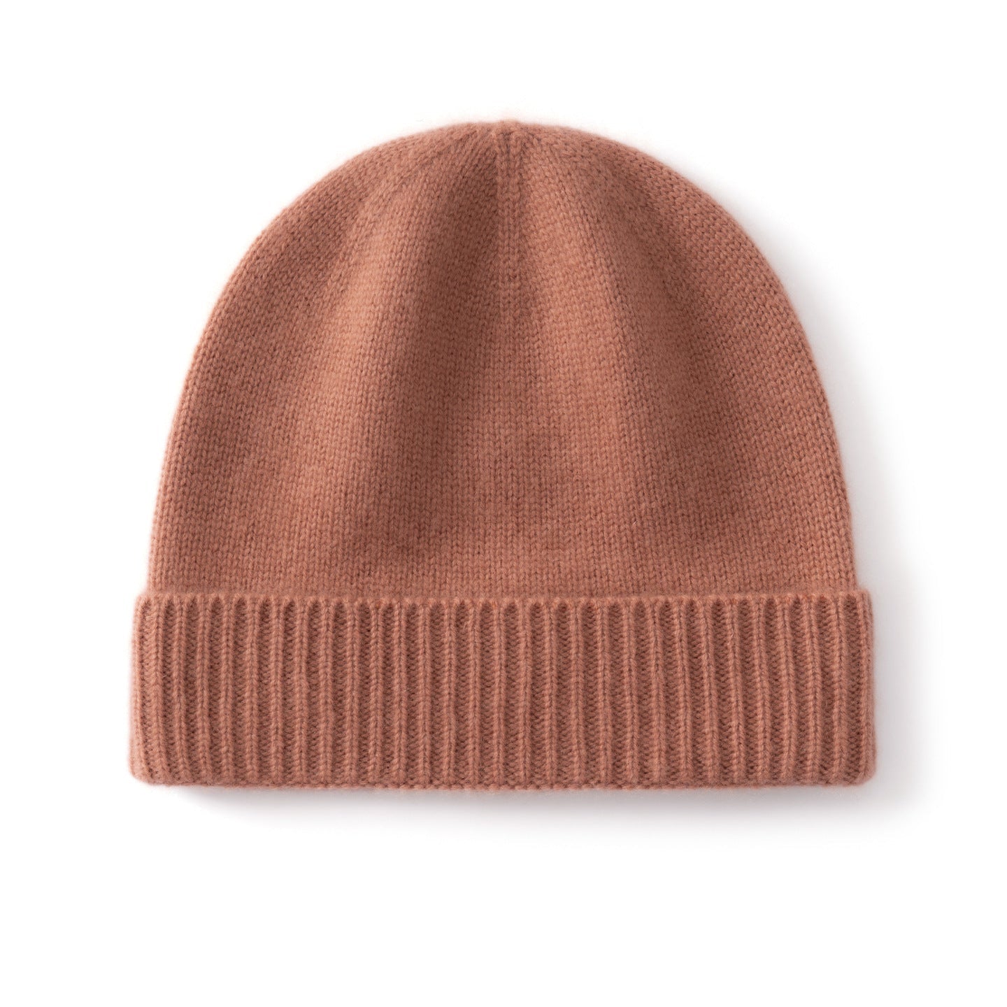 Kids Cashmere Beanie Knit Cashmere Hat with Ribbed Cuff Multi Colors Brown S
