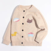 Kids Cashmere Cardigan Playful Cartoon Knit Designs Cashmere Sweater