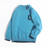 Kids Cashmere Sweater U Patch Stripe Detail 100% Cashmere Pullover