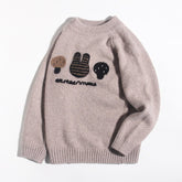Kids Long Sleeve Cashmere Sweater Bunny and Mushroom Cashmere Pullover