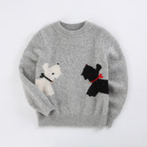 Kids Long Sleeve Cashmere Sweater Cashmere Knit Pullover Dog Pattern
