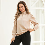 Ladies Silk Blouse Ruffle Collar Mulberry Office Work Silk Shirts