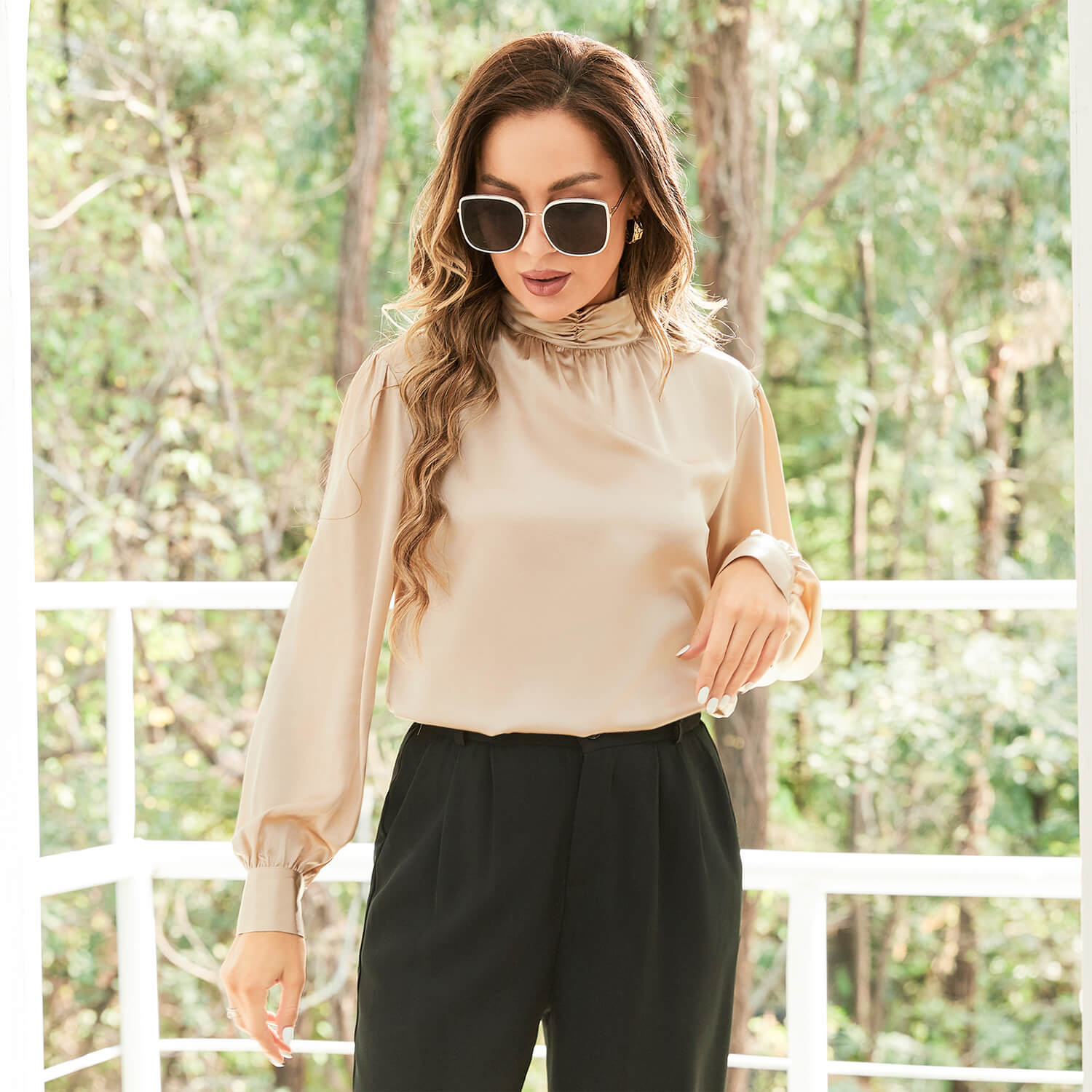 Ladies Silk Blouse Ruffle Collar Mulberry Office Work Silk Shirts