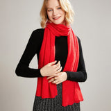 Long Cut - out Cashmere Scarf for Women Double Layer Solid Cashmere Shawl and Wraps