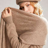 Long Cut - out Cashmere Scarf for Women Double Layer Solid Cashmere Shawl and Wraps